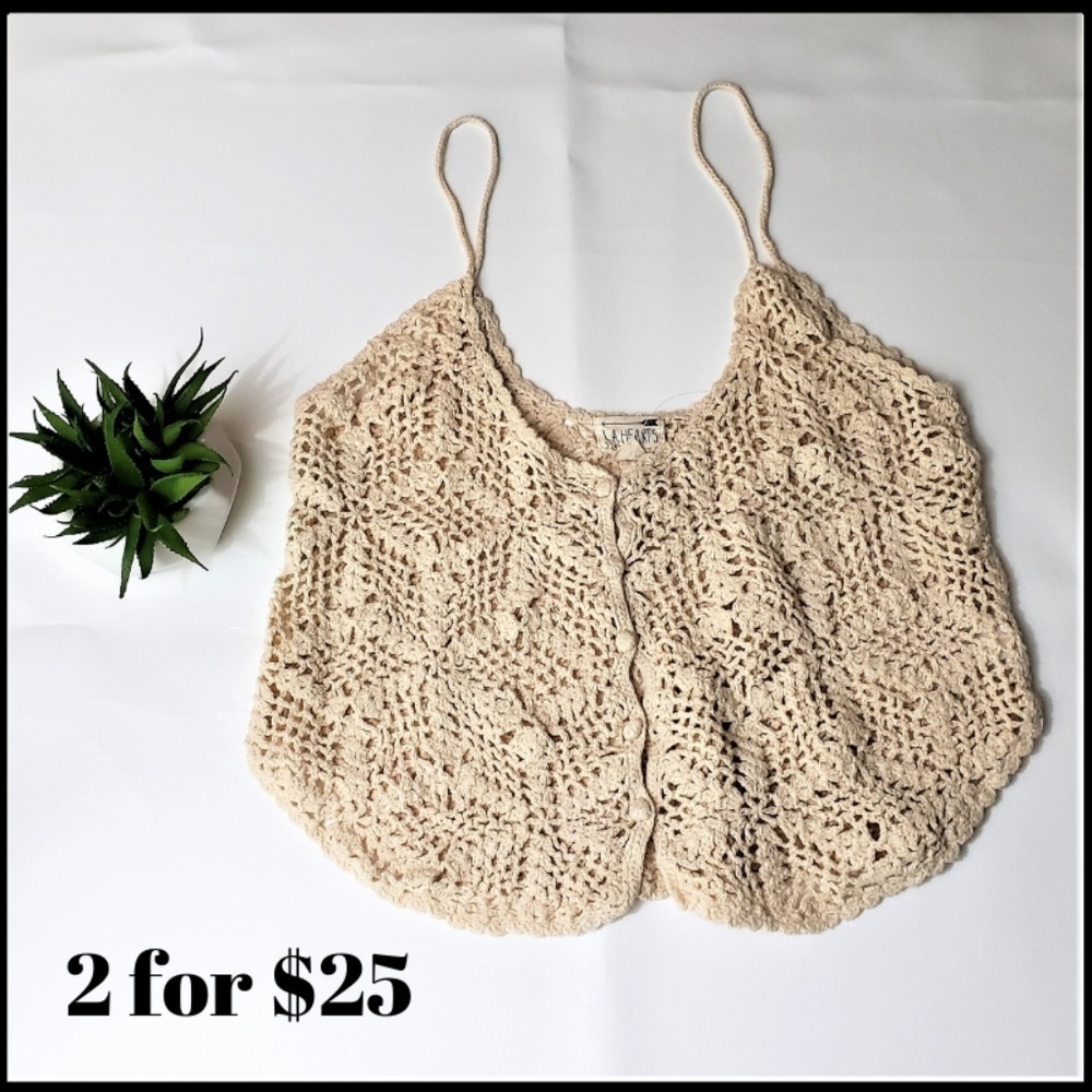 2 FOR $25! LA HEARTS Cropped Crocheted Tank Top, M - Picture 1 of 3